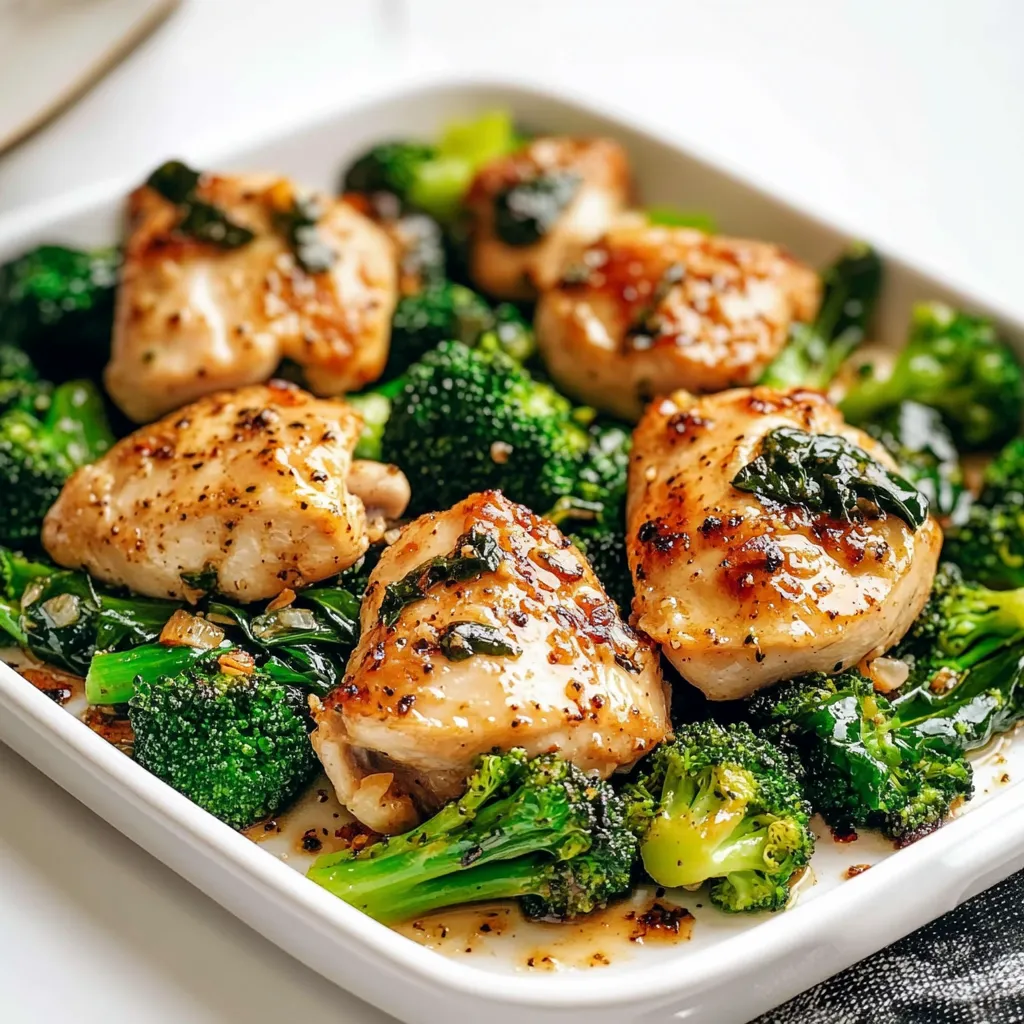 Garlic Chicken with Spinach and Broccoli