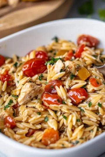 High Protein Chicken Orzo with Asparagus