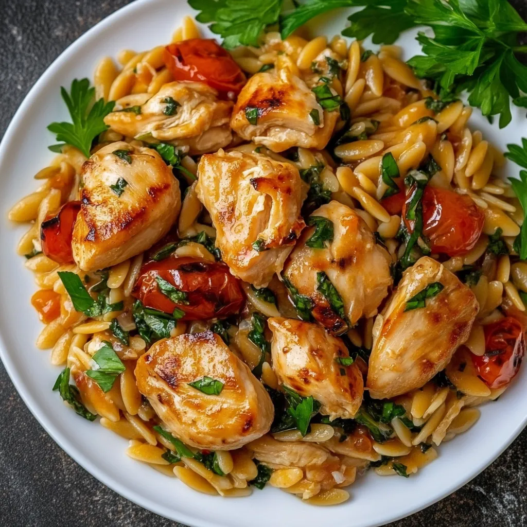 High Protein Marry Me Chicken Orzo