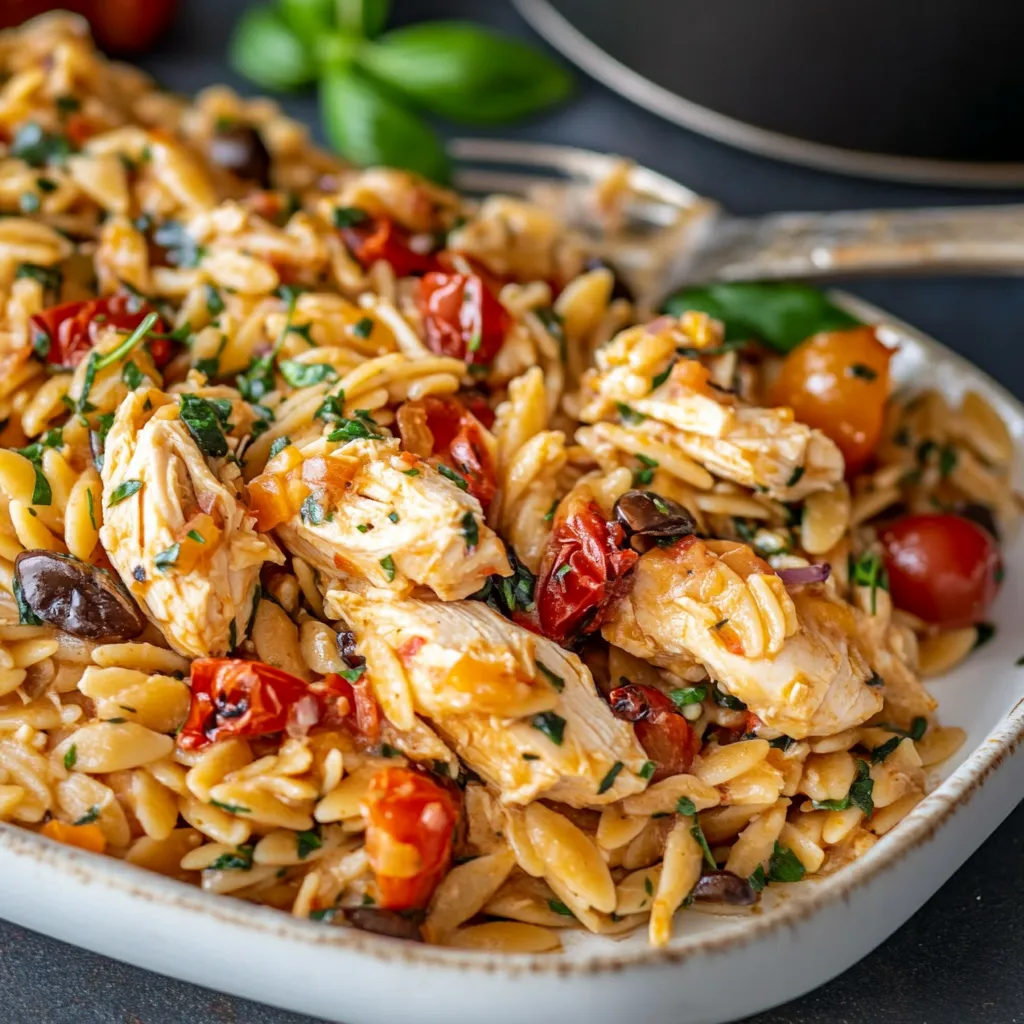 High Protein Mediterranean Chicken Orzo
