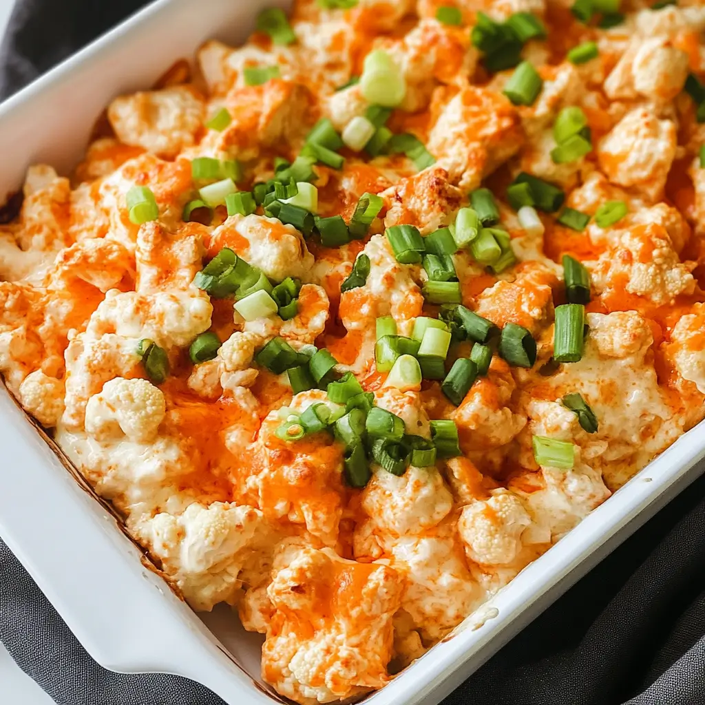 Creamy Buffalo Chicken Cauliflower Casserole