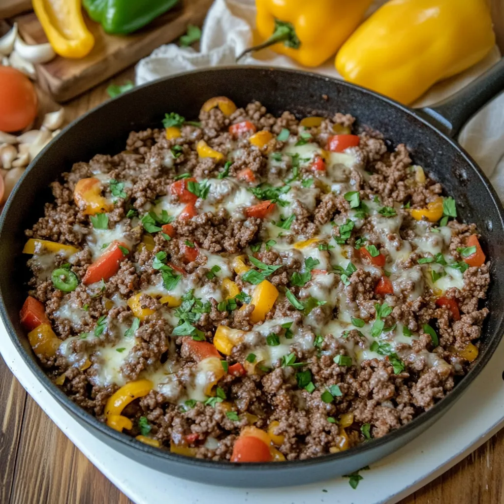 Ground Beef Philly Skillet