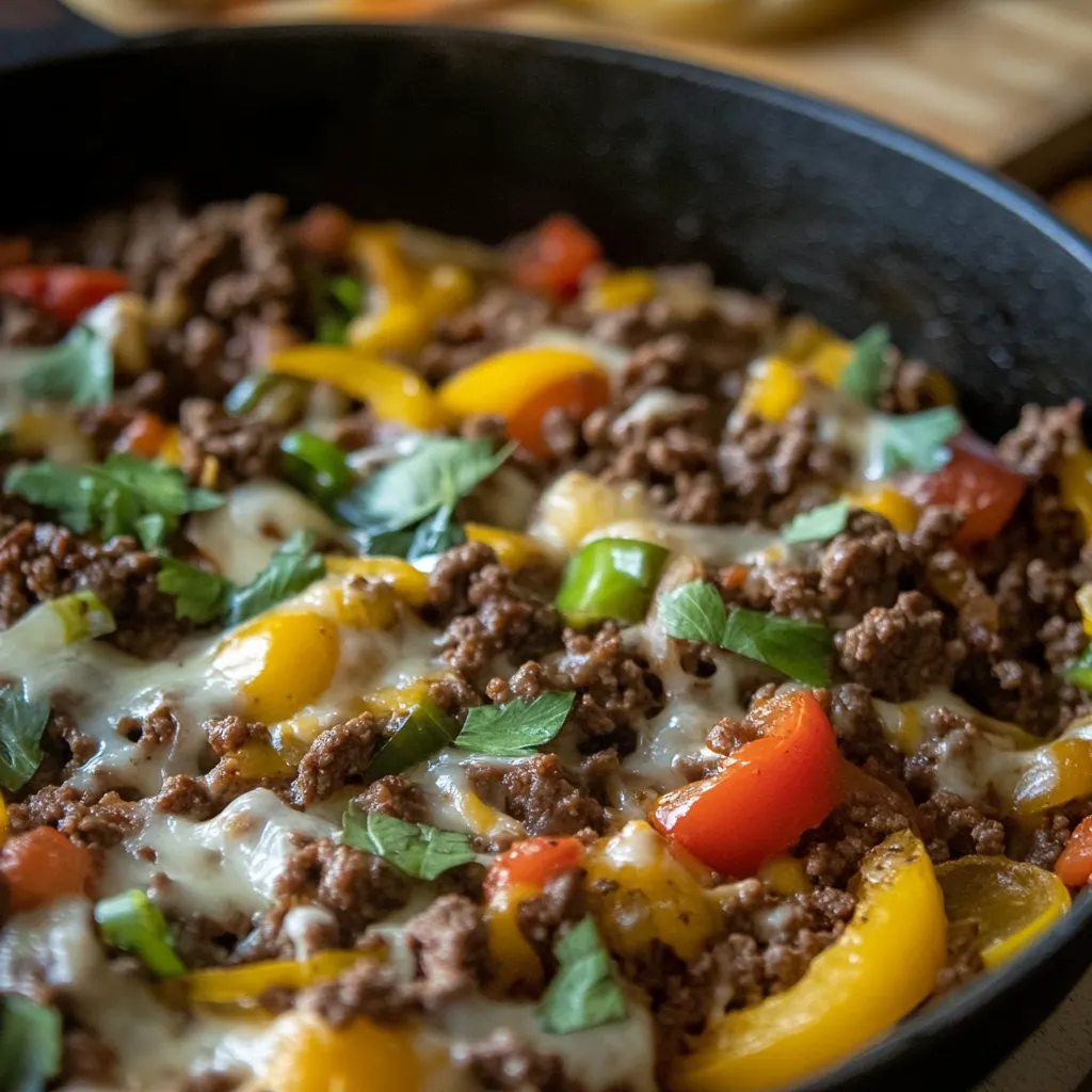 Ground Beef Philly Skillet