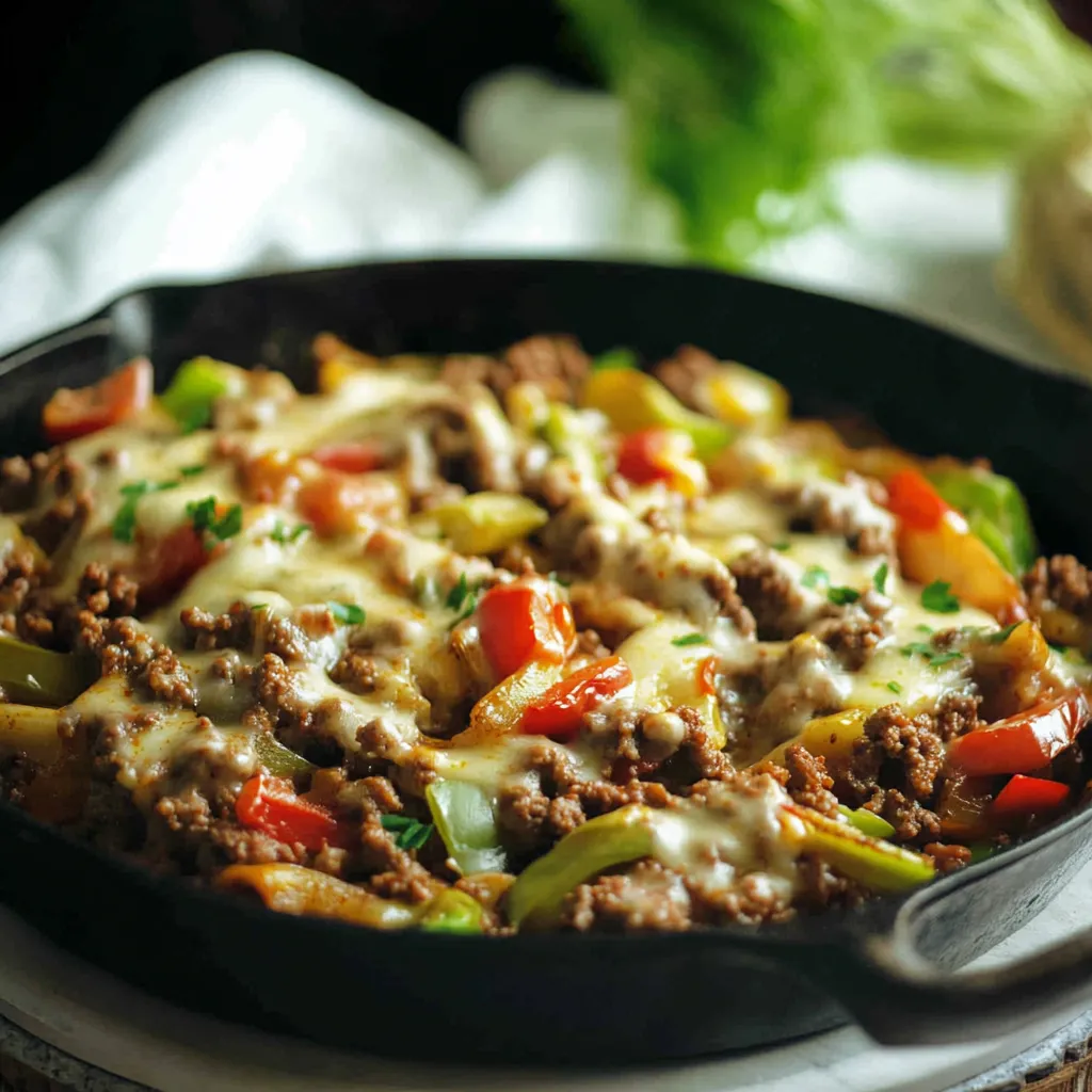 Ground Beef Philly Skillet