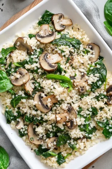 Mushroom Spinach Cauliflower Rice