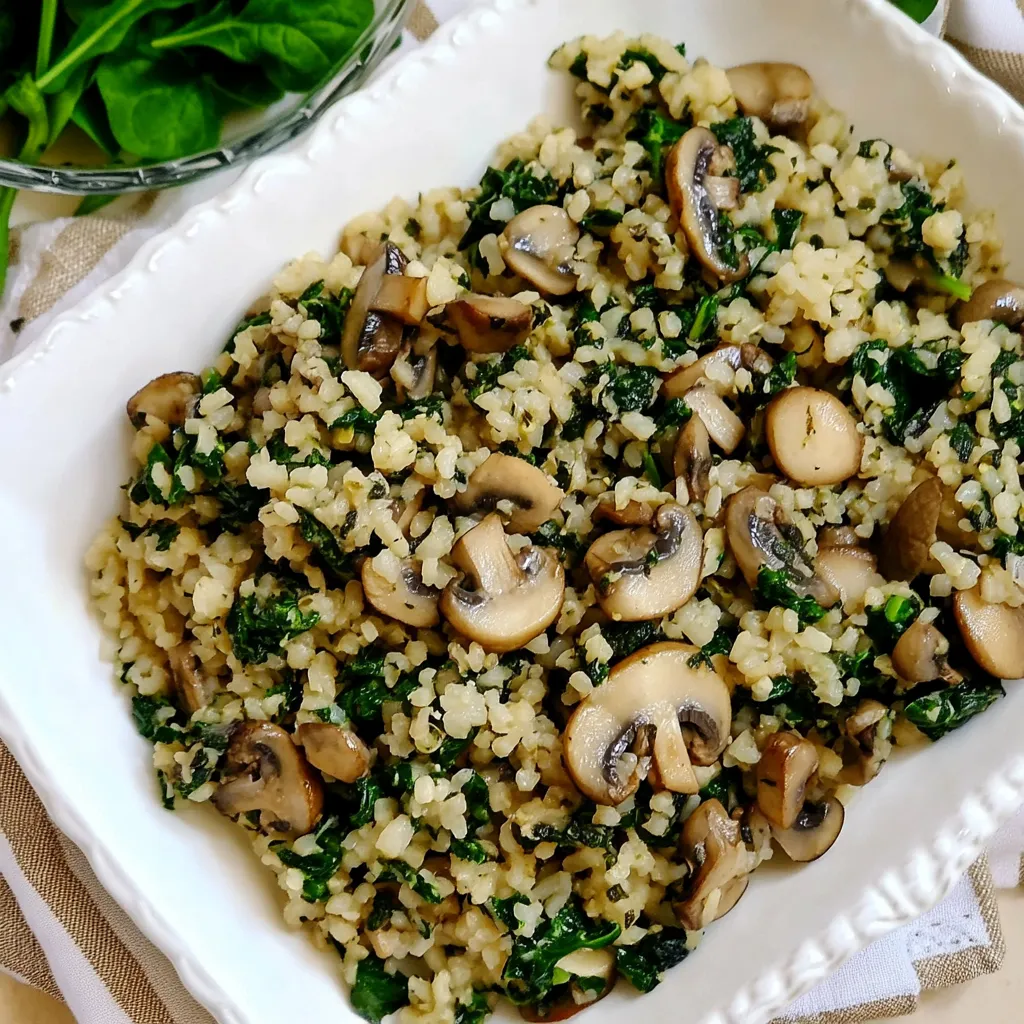 Mushroom Spinach Cauliflower Rice Recipe