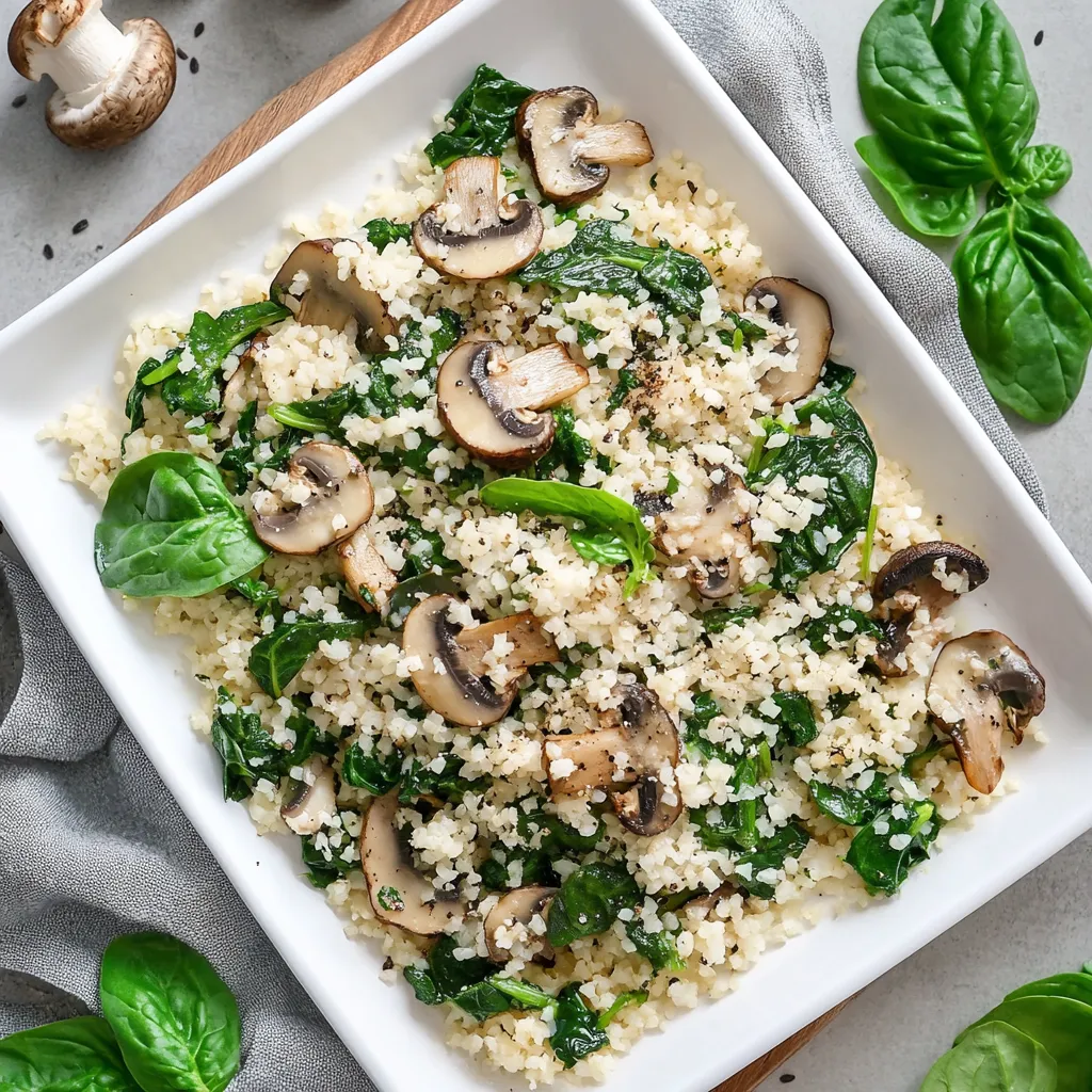 Cauliflower Rice With Spinach and Mushroom