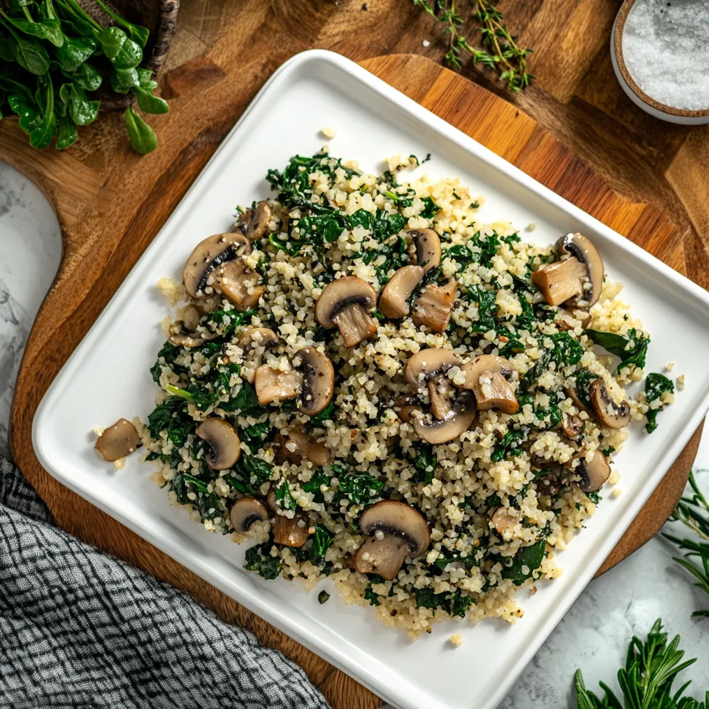 Mushroom Spinach Cauliflower Rice Recipe