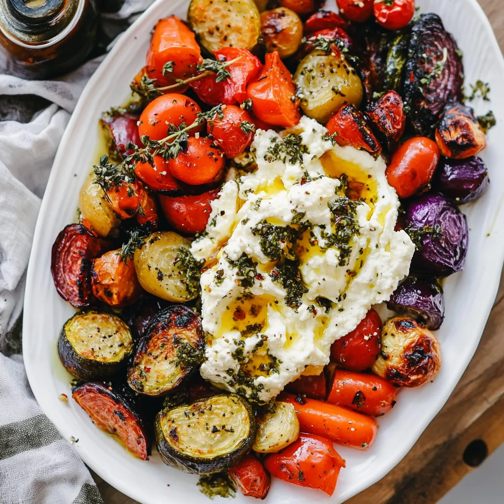 Garlic Roasted Vegetables With Whipped Feta