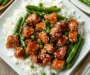 Sesame Chicken with Green Beans and Rice