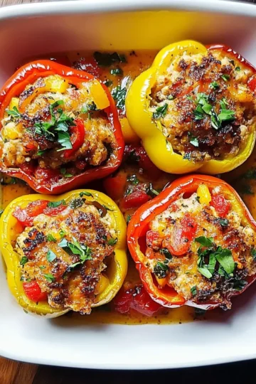 Mediterranean Chicken Stuffed Bell Peppers
