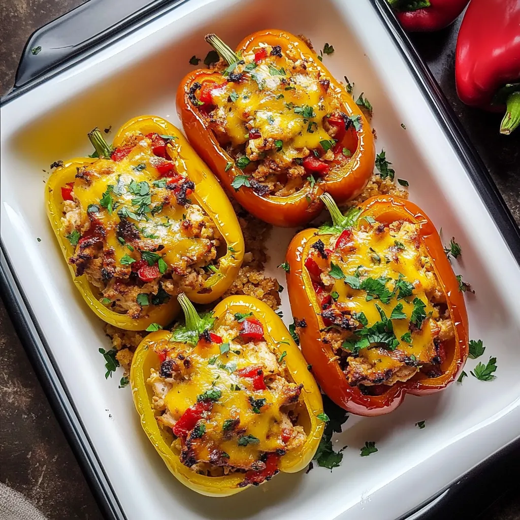 Mediterranean Chicken Stuffed Bell Peppers