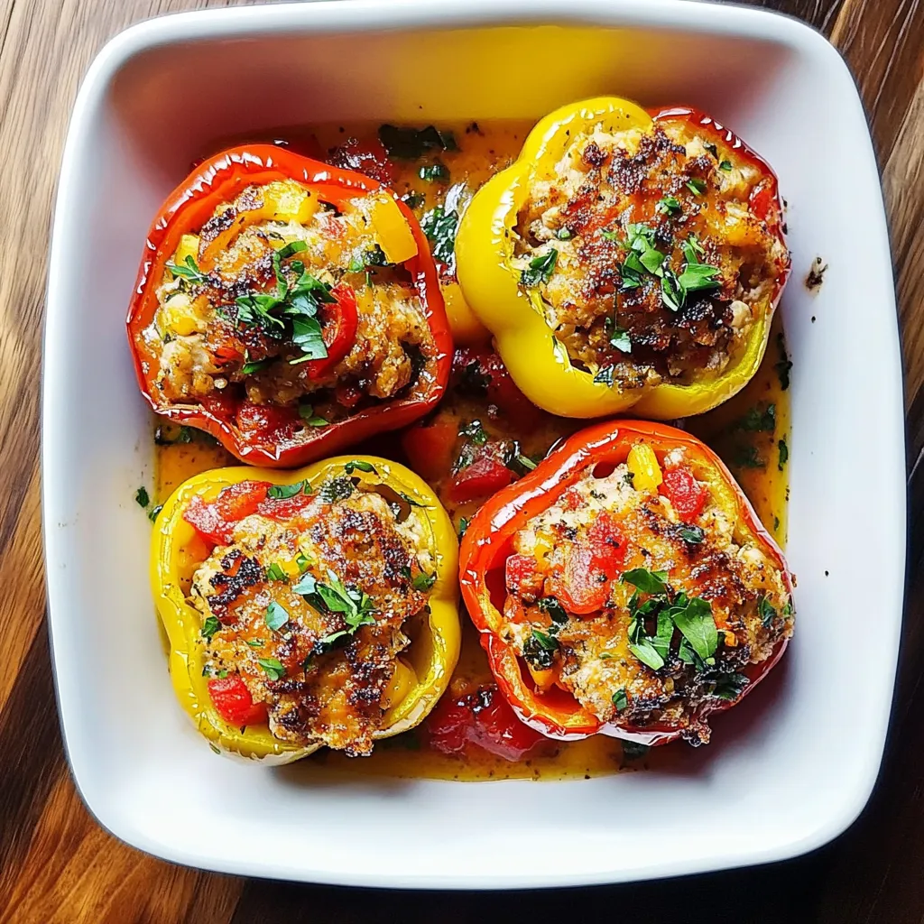 Mediterranean Chicken Stuffed Bell Peppers