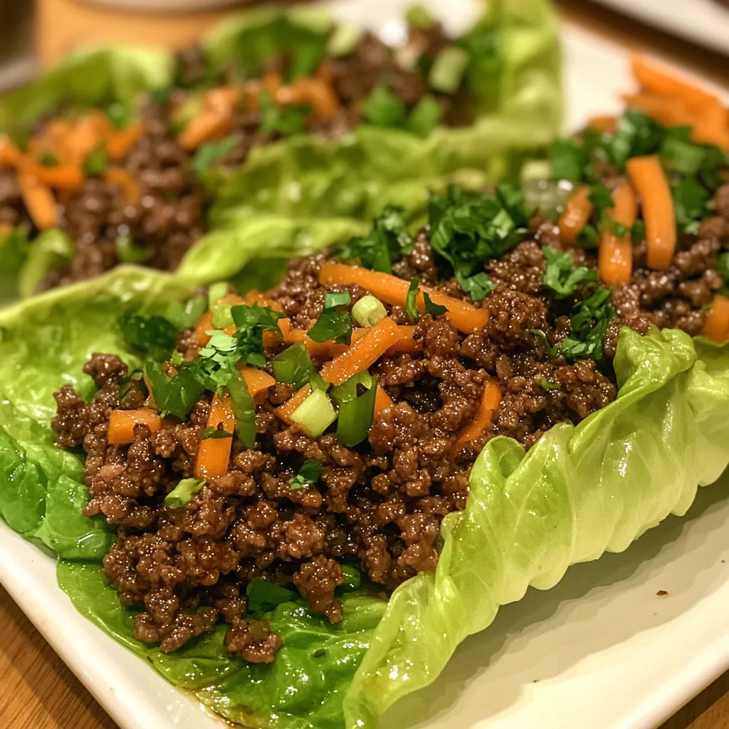 Asian-Style Ground Beef Lettuce Wraps