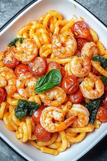 Cherry Tomato Pasta and Shrimp
