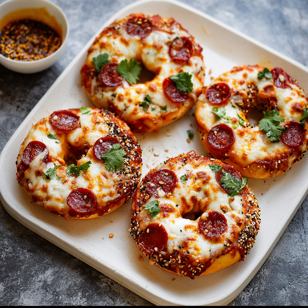 Air Fryer Bagel Pizzas
