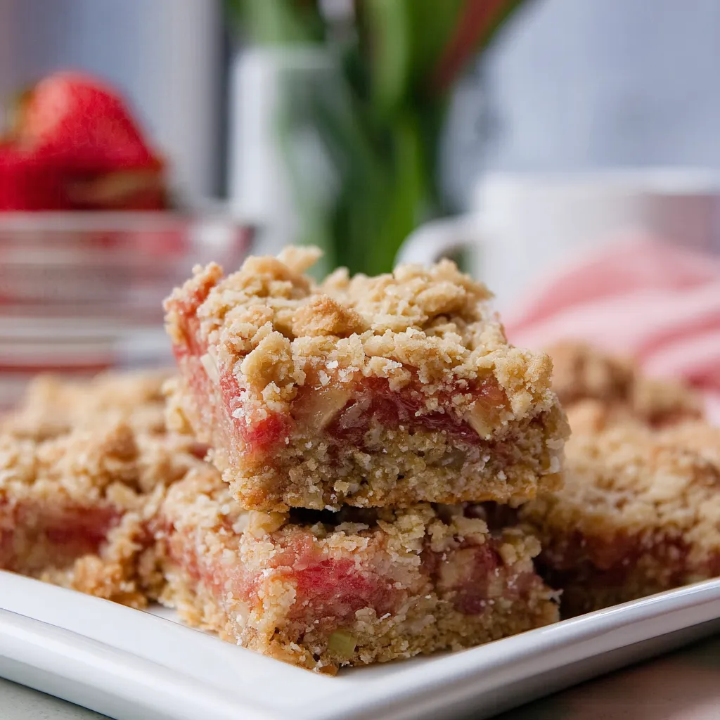 Amish Oatmeal Rhubarb Bars With Crumb Topping