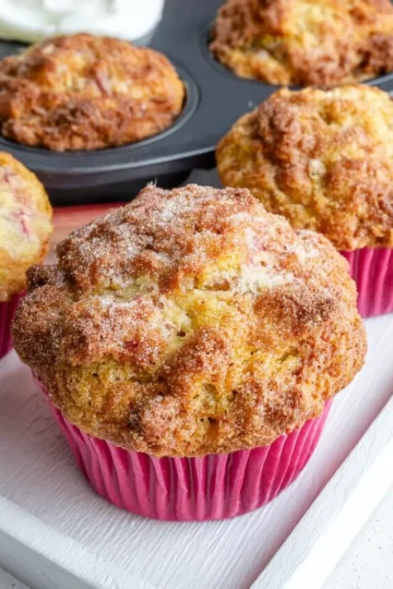 Greek Yogurt Rhubarb Muffins