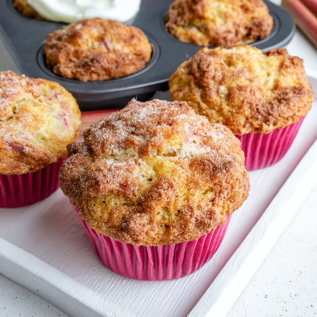 Greek Yogurt Rhubarb Muffins