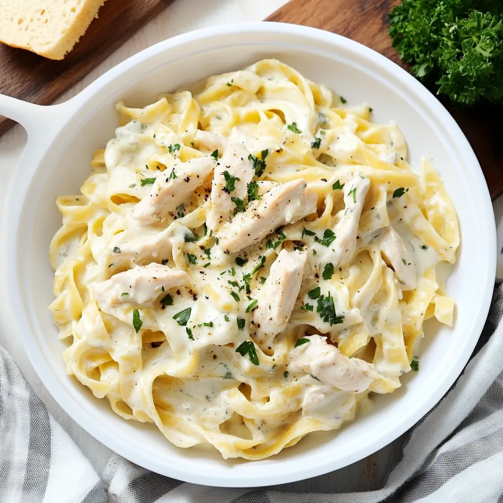 Low Calorie Chicken Alfredo Pizza