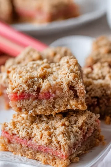 Oatmeal Rhubarb Bars With Crumb Topping