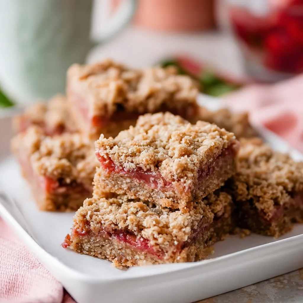 Rhubarb Cheesecake Bars With Oatmeal