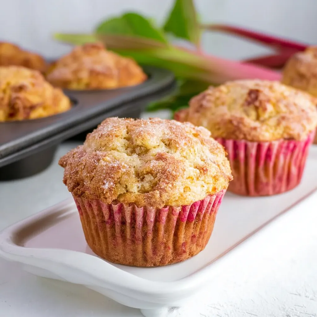 Rhubarb Muffins Made With Greek Yogurt