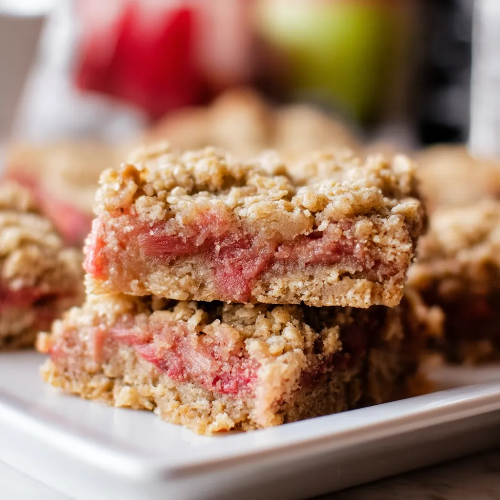 Rhubarb Strawberry Oatmeal Bars