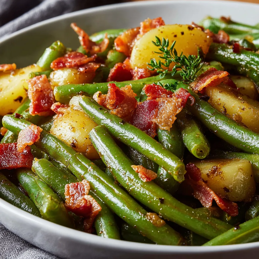 Creamy Ranch Green Beans with Crispy Bacon