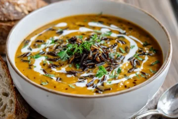 Healthy Pumpkin Wild Rice Soup