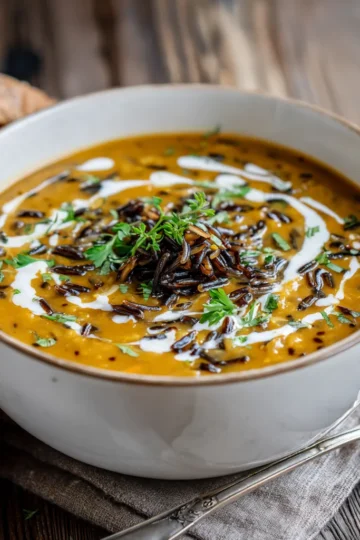 Healthy Pumpkin Wild Rice Soup