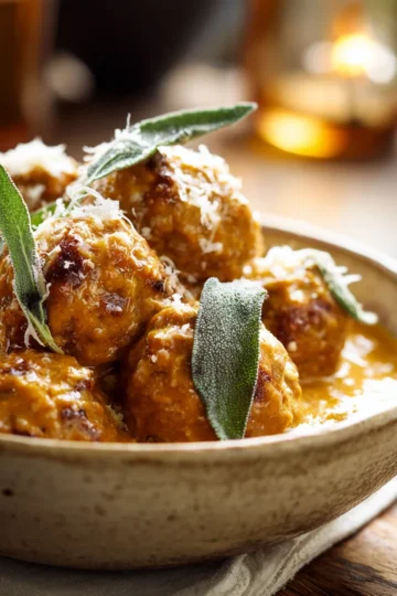 Turkey Meatballs Pumpkin Sage Sauce