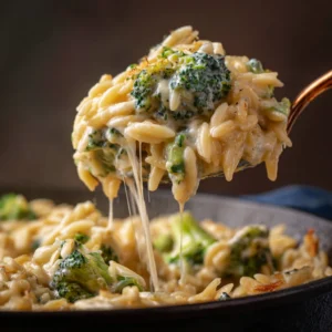 Adding Cheese to Cheesy Orzo With Broccoli