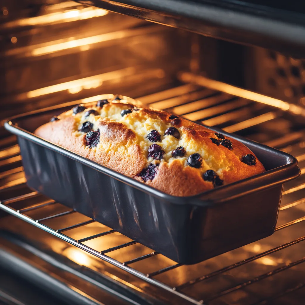 Baking Lemon Blueberry Pound Cake in the Oven