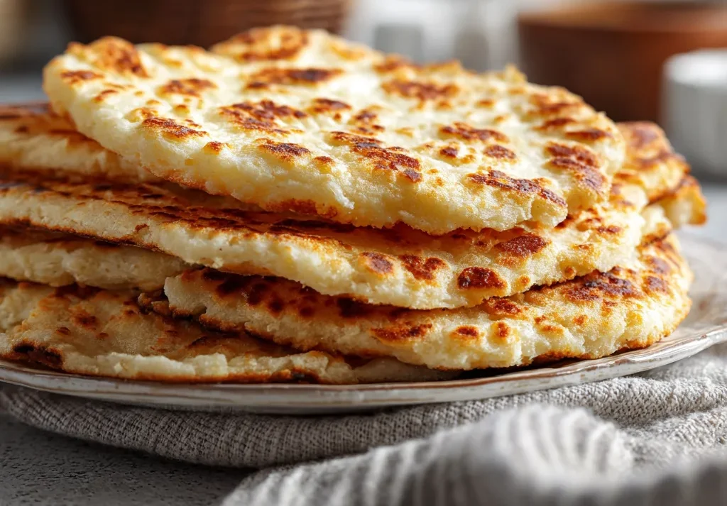 Close Up Texture of Keto Coconut Flour Flatbread