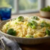 Creamy Cheesy Orzo With Broccoli Texture Close Up