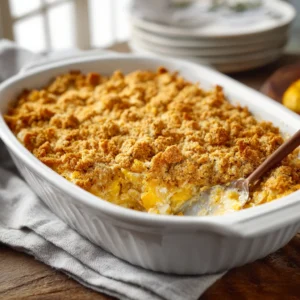 Creamy Southern Squash Casserole Texture Close Up