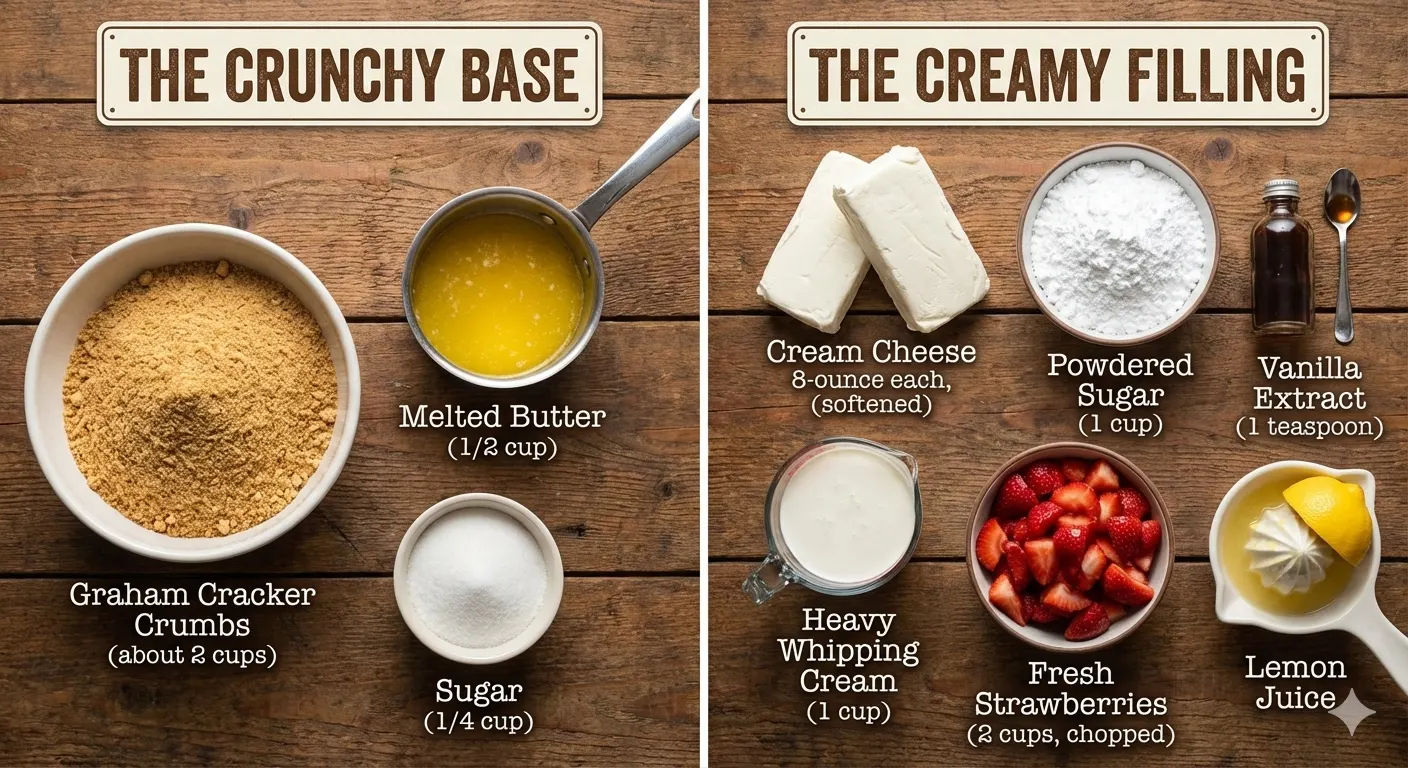 Ingredients You'll Need Healthy No Bake Strawberry Cheesecake Bars