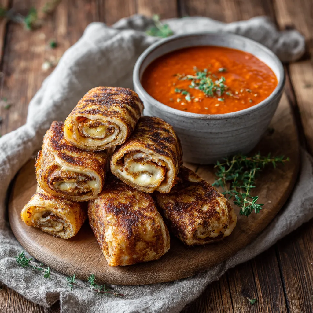 Grilled Cheese Roll-Ups with Tomato Soup