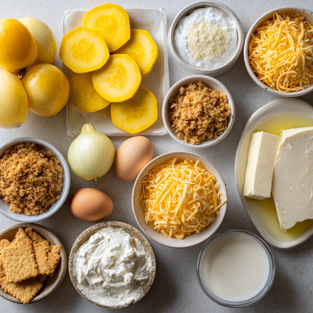 Ingredients for Southern Squash Casserole Recipe