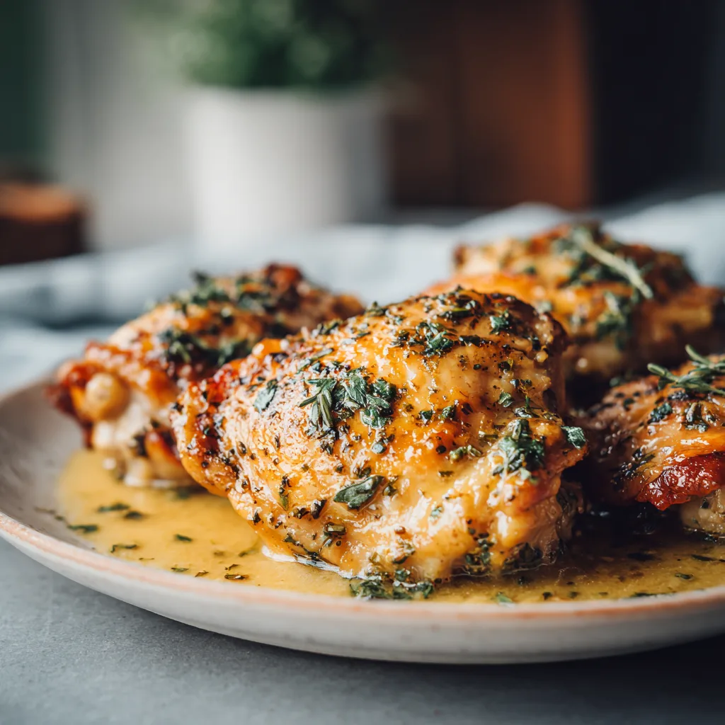 Keto Garlic Butter Chicken Thighs Ready to Serve
