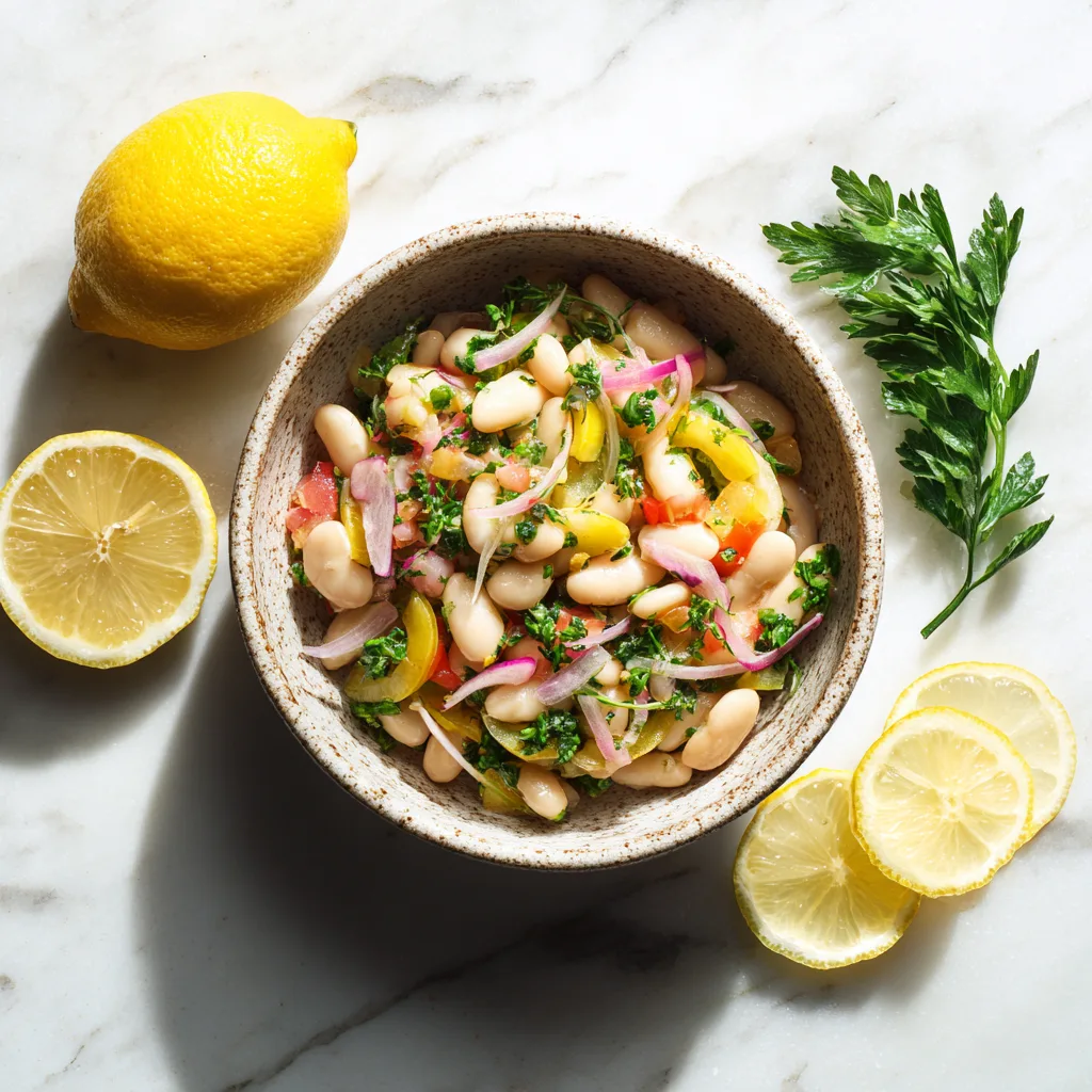 Lemony white bean salad with herbs and olive oil