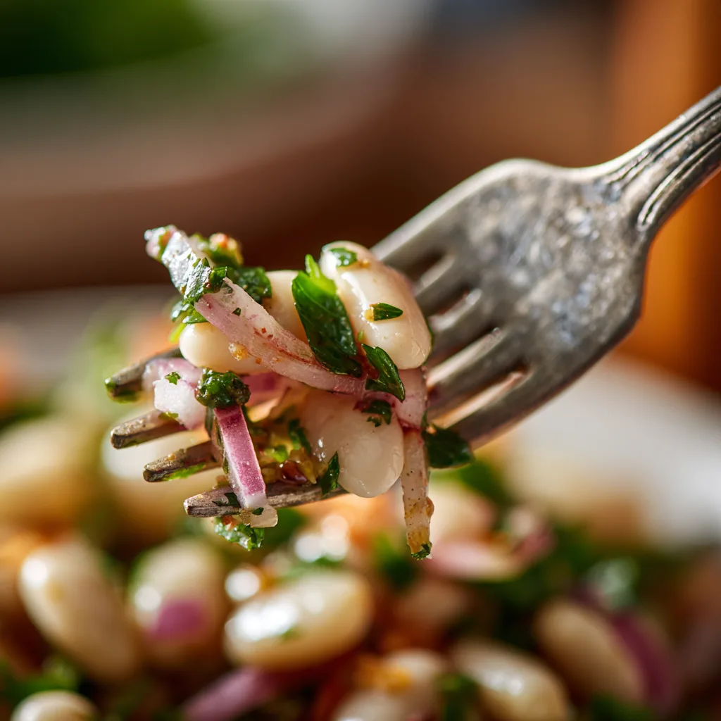 Mixing Lemony White Bean Salad