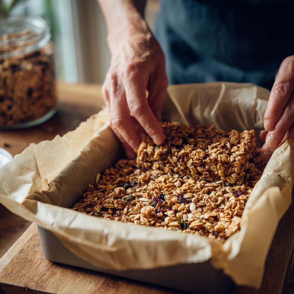 Press firmly so the Kid Granola Bar Recipe holds together.
