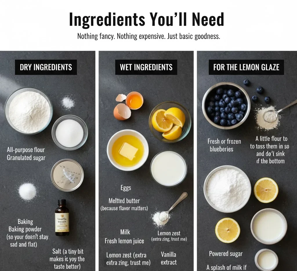 Ingredients You’ll Need Quick Lemon Blueberry Sheet Cake with Zesty Flavor