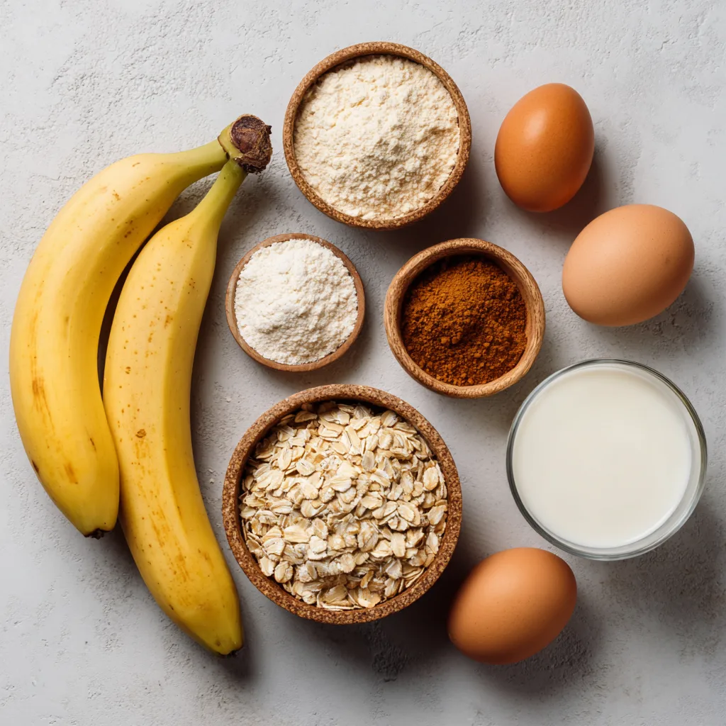 Simple ingredients for healthy banana pancakes