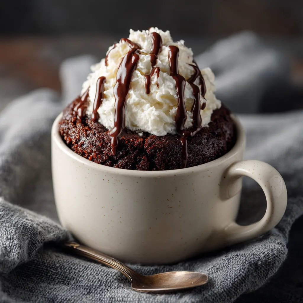 Soft Chocolate Cake in a Mug Microwave Close Up
