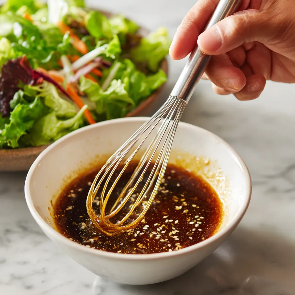 The dressing brings bold flavor to Asian Chicken Crunch Salad.