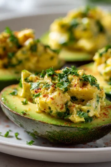 10-Minute Keto Egg Salad Stuffed Avocados (Low Carb & Filling)