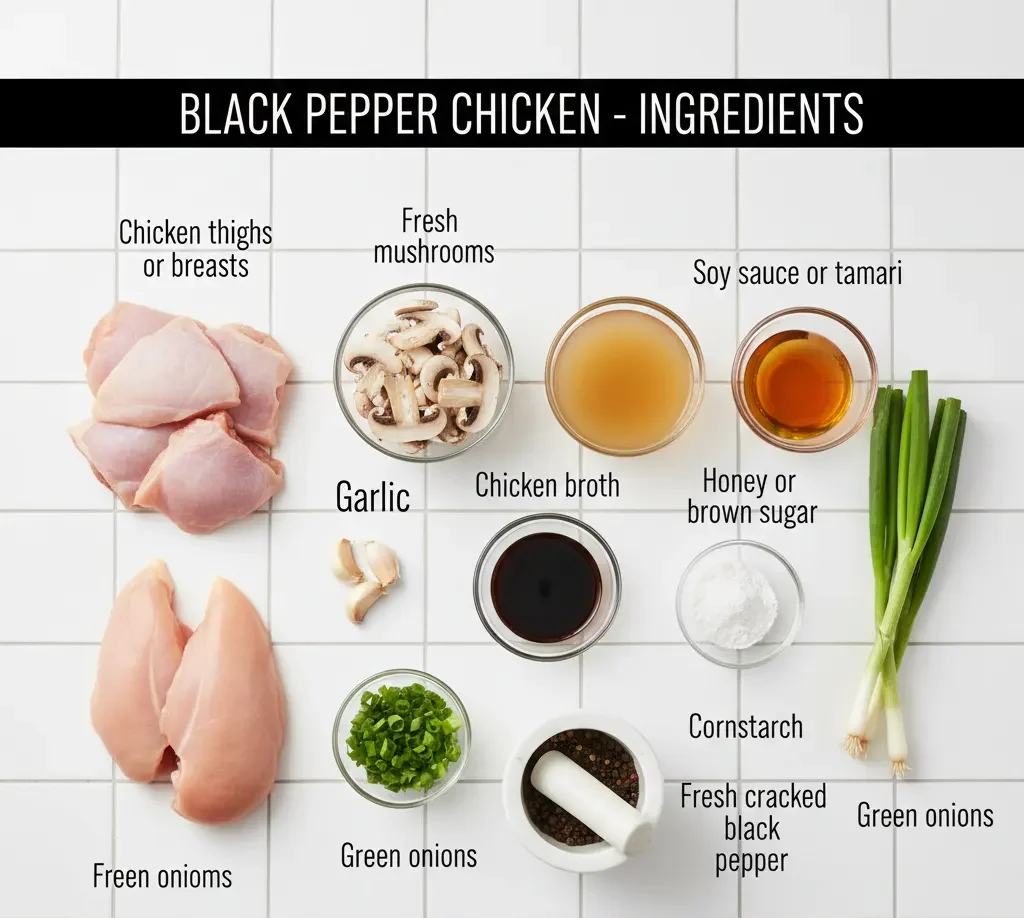 Black Pepper Chicken with Mushrooms
